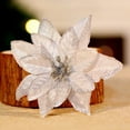 thumbnail image 3 of 6 Pieces Christmas Glitter Poinsettia Faux Flowers Christmas Flowers Decorations Wedding Xmas Tree New Year Ornaments, 3 of 6