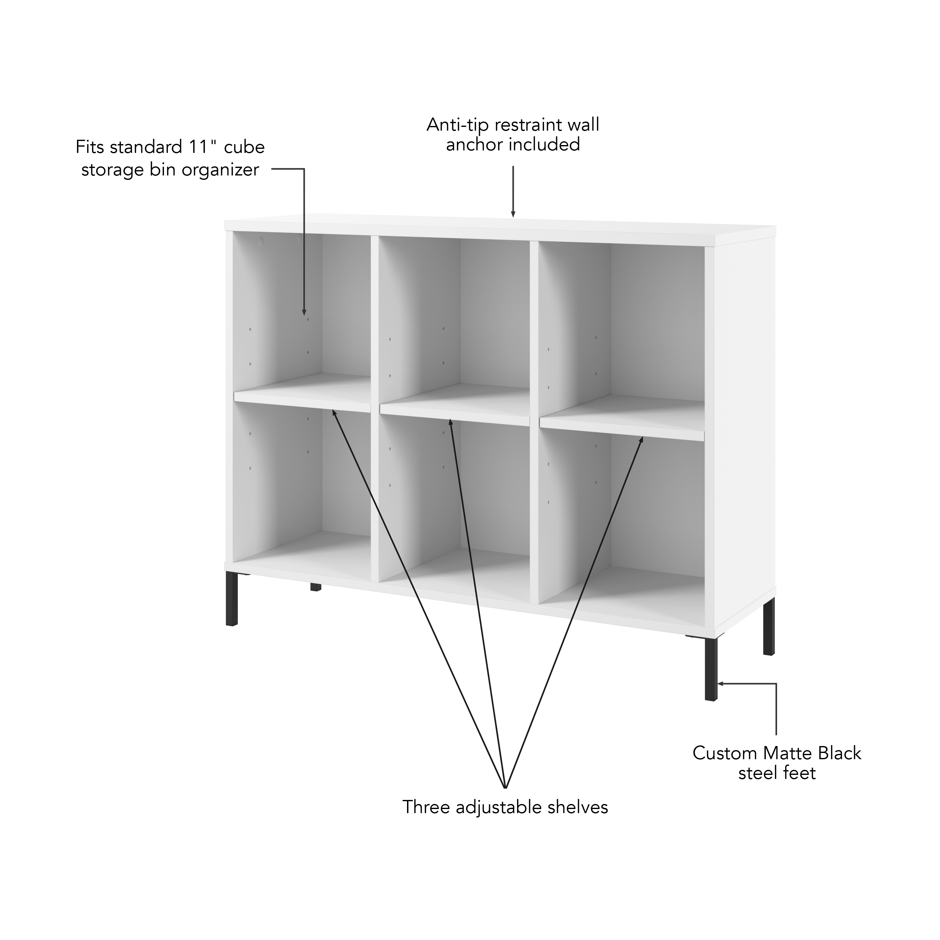 Bush Furniture Soho 6 Cube Organizer in White