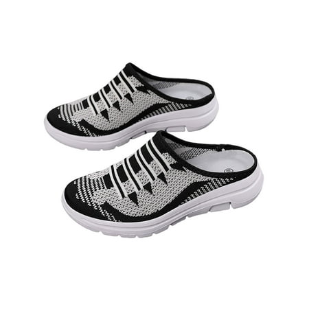 

Zodanni Ladies Mules Slip On Clogs Closed Toe Mule Sneakers Women Walking Shoes Outdoor Comfort Mesh Sandals Black 7.5