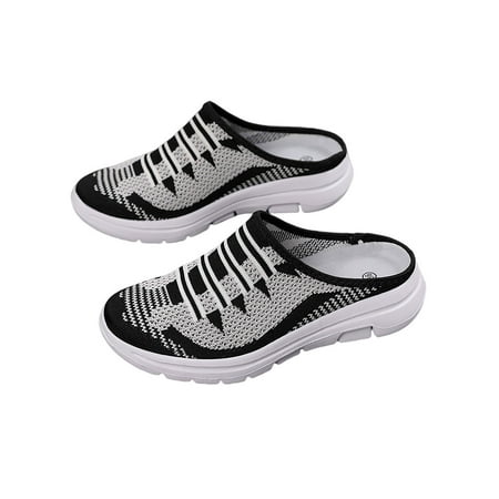 

Zodanni Ladies Mules Slip On Clogs Closed Toe Mule Sneakers Women Walking Shoes Outdoor Comfort Mesh Sandals Black 4.5