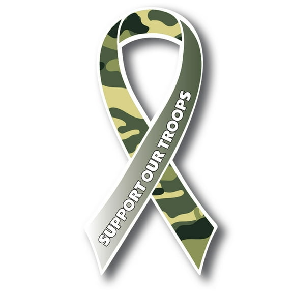 Magnet Me Up Support Our Troops Military Camouflage Patriotic Ribbon Magnet Decal, 3.5x7 Inches, Heavy Duty Automotive Magnet for Car Truck