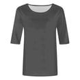 thumbnail image 4 of T-shirts Grande Taille pour Femmes Col Rond Manches 3/4 Blouse Imprimée Confortable Hauts Femmes Tendance Gris TG, 4 of 4
