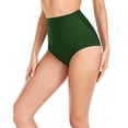 thumbnail image 5 of Sopiago High Rise Bikini Bottoms for Women Women High Waist Bikini Bottom Side Mesh Spliced Tankini Swimsuit Swim Briefs Bathing Suit Bottom Green,S, 5 of 7