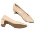 thumbnail image 4 of PENNYSUE Women's Pointed Toe Pumps 2 Inch Chunky Block Low Heels apricot Dressy Shoes Slip On Pump Size 9M, 4 of 6
