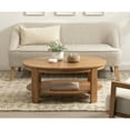 thumbnail image 3 of Kate and Laurel Foxford Modern Tiered Oval Coffee Table, 38 x 24 x 18, Natural Brown, Transitional Two-Tier Living Room Table with Storage and Resilient Wood Construction, 3 of 11