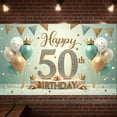 thumbnail image 3 of Golden Glitter 50th Birthday Banner Silver Sequins Display Crown Design Teal Balloons 50th Celebration Backdrop for 50th Birthday Party Adult Celebration Indoor Decoration, 3 of 9