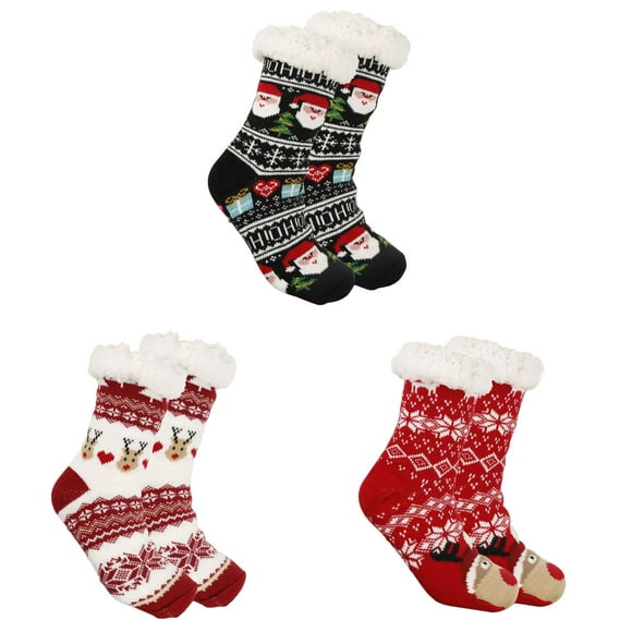 Kids Fuzzy Christmas Socks Boys Girls High Ankle Socks Thick Fleece Warm Novelty Toddler Socks Kids Winter Socks