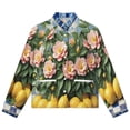 thumbnail image 4 of Jackets for Women Winter Coat Jackets Flannel Stand Collar Jacket(Lemons And Pink Flowers on Tiles,Size:S-4XL), 4 of 7