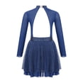 thumbnail image 5 of inhzoy Kids Girls Figure Ice Roller Skating Dress Mock Neck Sequins Leotard Dress Ballet Dancewear Navy Blue 14, 5 of 9