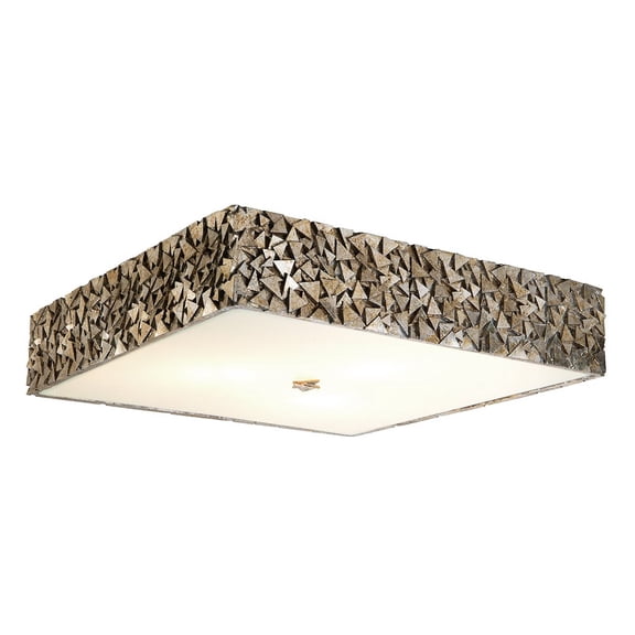 Lucas McKearn Mosaic 16" Square 3-light Transitional Metal Flush Mount in Silver