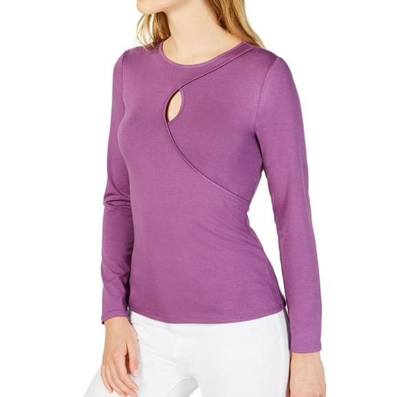 Vince Camuto Womens Keyhole Pullover Blouse, Purple, XX-Small