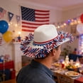 thumbnail image 6 of Independence Day Cowboy Hat - White Woollen Festival Hat (40x30x14cm) with Patriotic Red White Blue Stripes for July 4th Parades & Party Photography Prop, 6 of 6