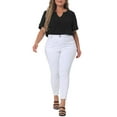 thumbnail image 2 of Agnes Orinda Women's Plus Size Dressy Button Down Ruched V Neck Office Shirt 1X Black, 2 of 6