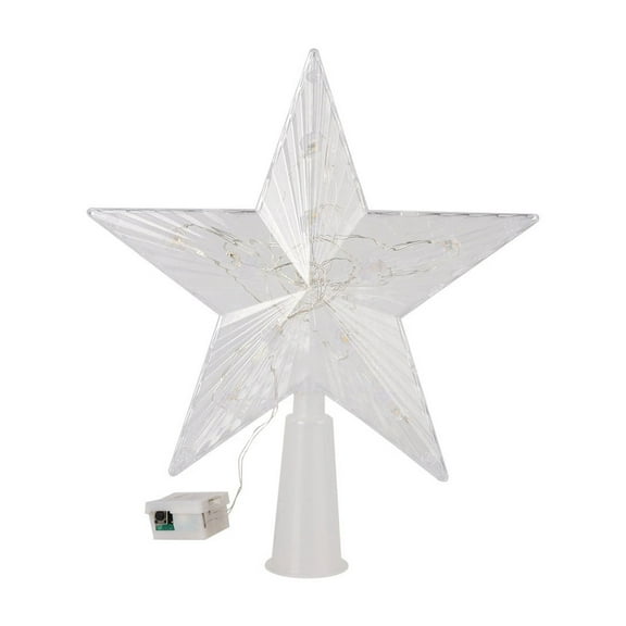 Christmas New With Lights Tree Top Star Christmas Transparent Luminous Five Pointed Star Christmas Tree Decoration Supplies Party Light-Up Decoration Home Decor