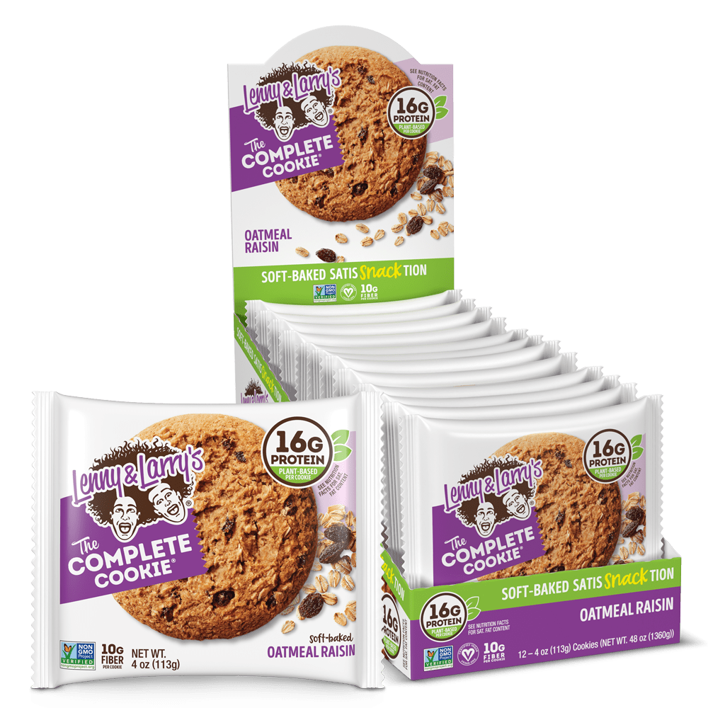 Pack of 12, Lenny & Larrys The Complete Cookie – Oatmeal Raisin, 4 oz