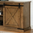 thumbnail image 5 of Furniture of America Nimmer Sliding Door with 6-Shelf Wood Dark Oak TV Stand, 5 of 6