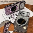thumbnail image 4 of for iPhone 17 Pro Max KickStand Case, [Compatible with Magsafe] Shockproof Glitter Makeup Mirror Ring Holder Camera Lens Protector Cute Bling Cover for Girls Woman for 17 Pro Max 6.9", Purple, 4 of 13