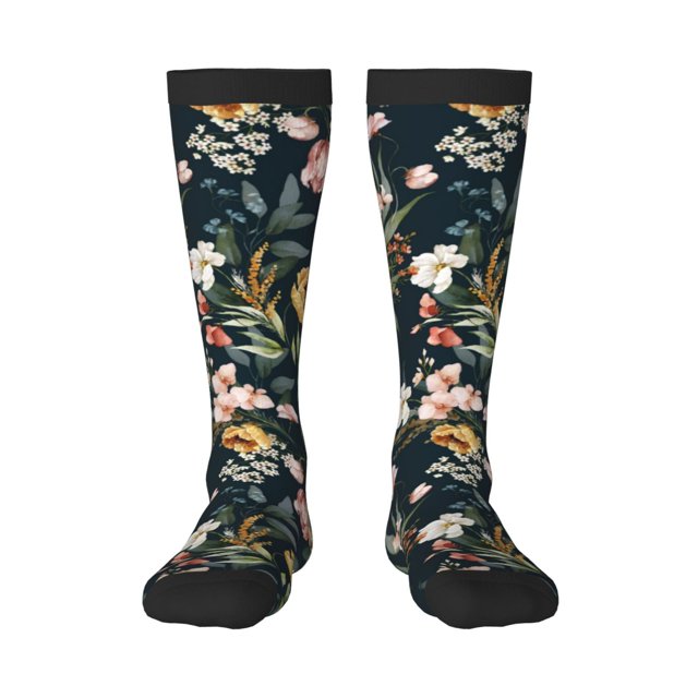 Balery Watercolor Floral Calcetines novedosos Calcetines deportivos Calcetines hasta la rodilla Calcetines de algodón Calcetines originales y geniales