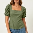 thumbnail image 6 of CHGBMOK Womens Summer Peplum Tops Sqaure Neck Ruffle Sleeve Blouses Fit Flowy Shirts Solid Casual Tees, 6 of 7