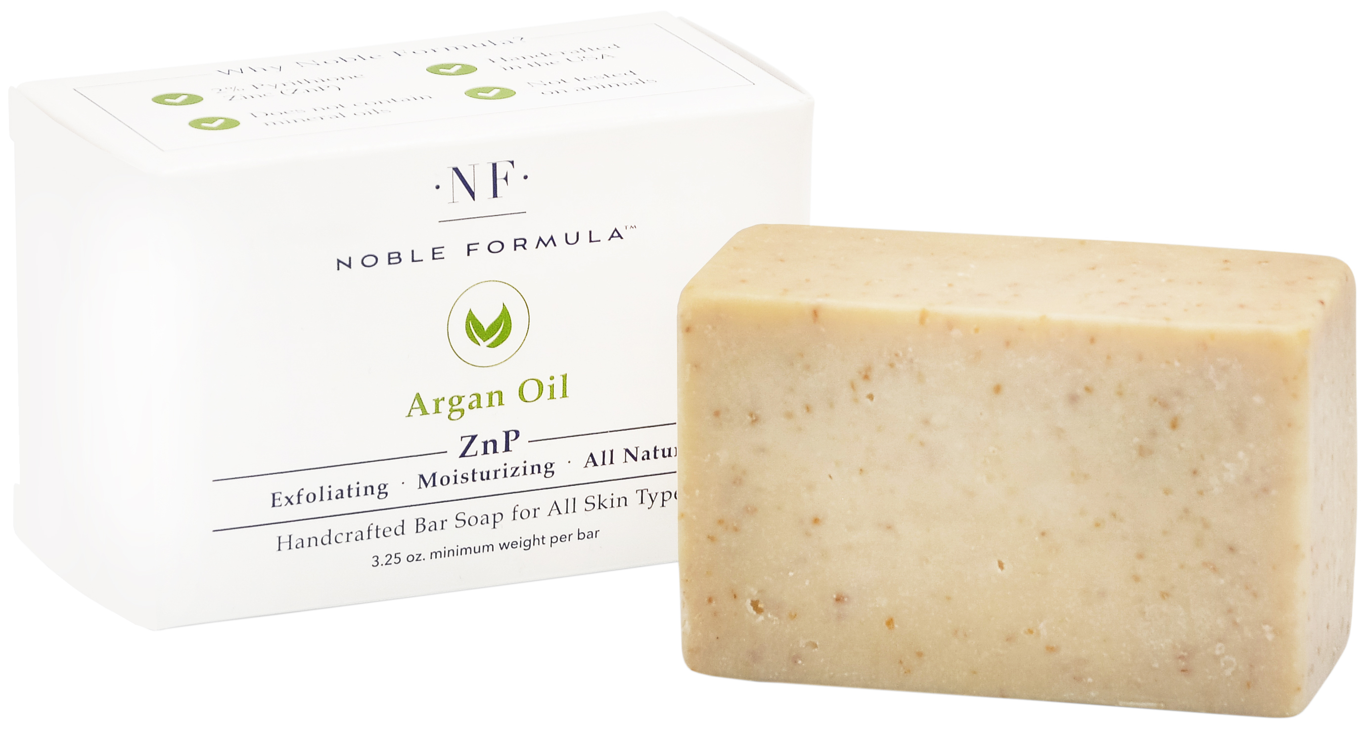 Noble Formula 2 Pyrithione Zinc (ZnP) Bar Soap with Argan Oil 3.25 oz