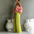 thumbnail image 6 of Asymmetrical Polka Dot Set for Women, One-Shoulder Wide Leg Pants & Blouse - Vibrant Summer Resort Wear 2-Piece Outfit Fluorescent Green L, 6 of 6