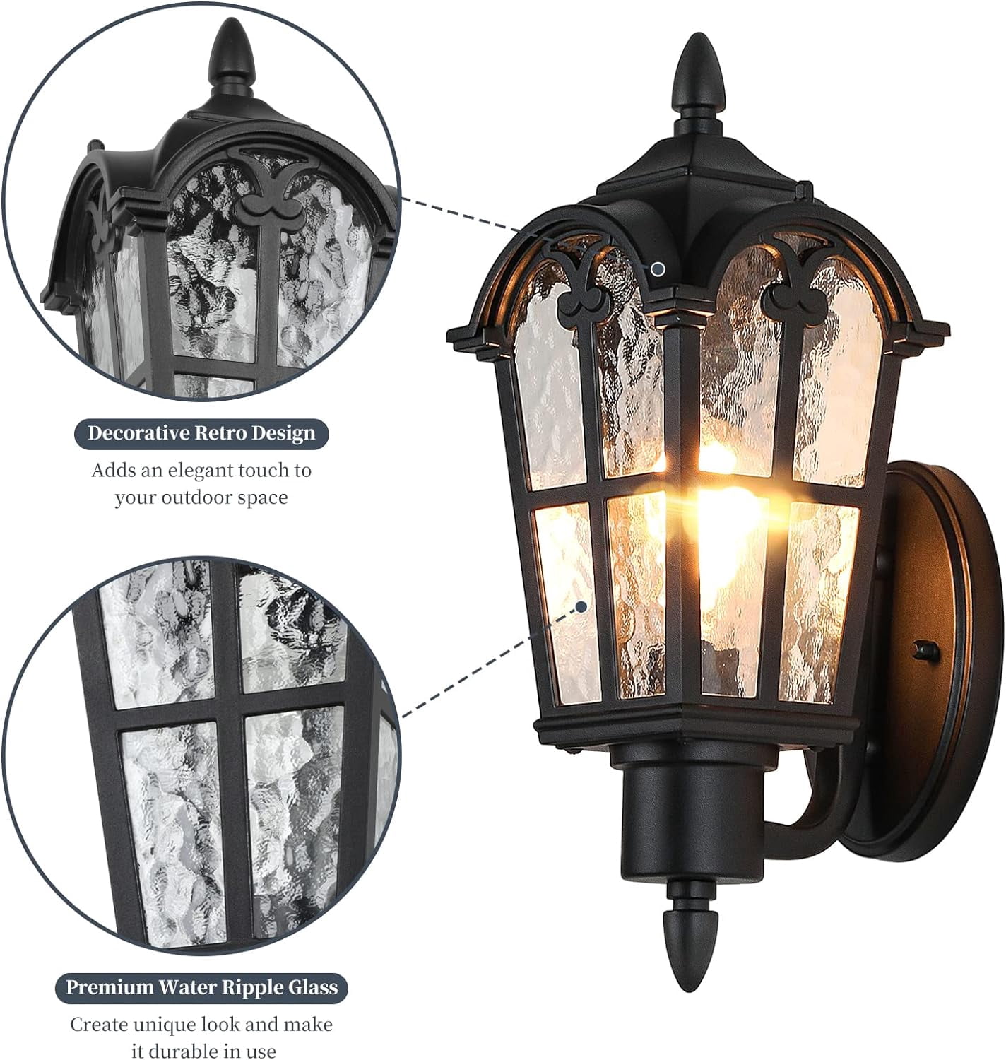 Nordic Hygge Outdoor Wall Lights Fixture, 2-Pack
