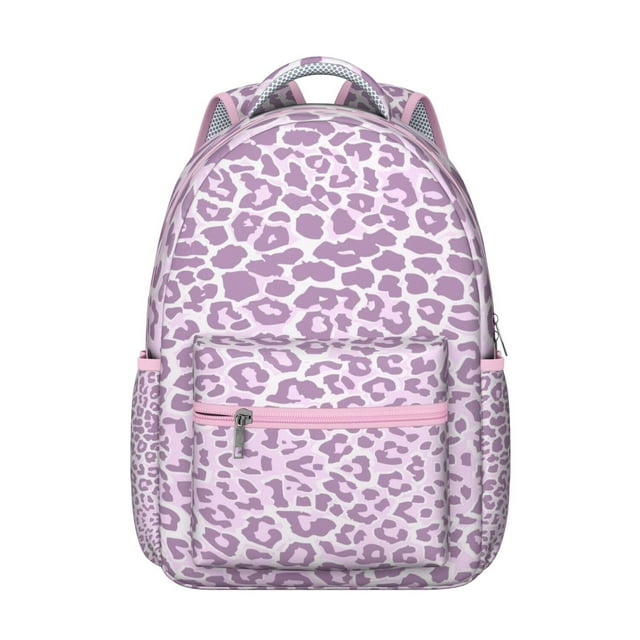 Animal Print Students Backpack Leopard Cheetah Pattern with Glitter Texture Fashionable School Bag for Students