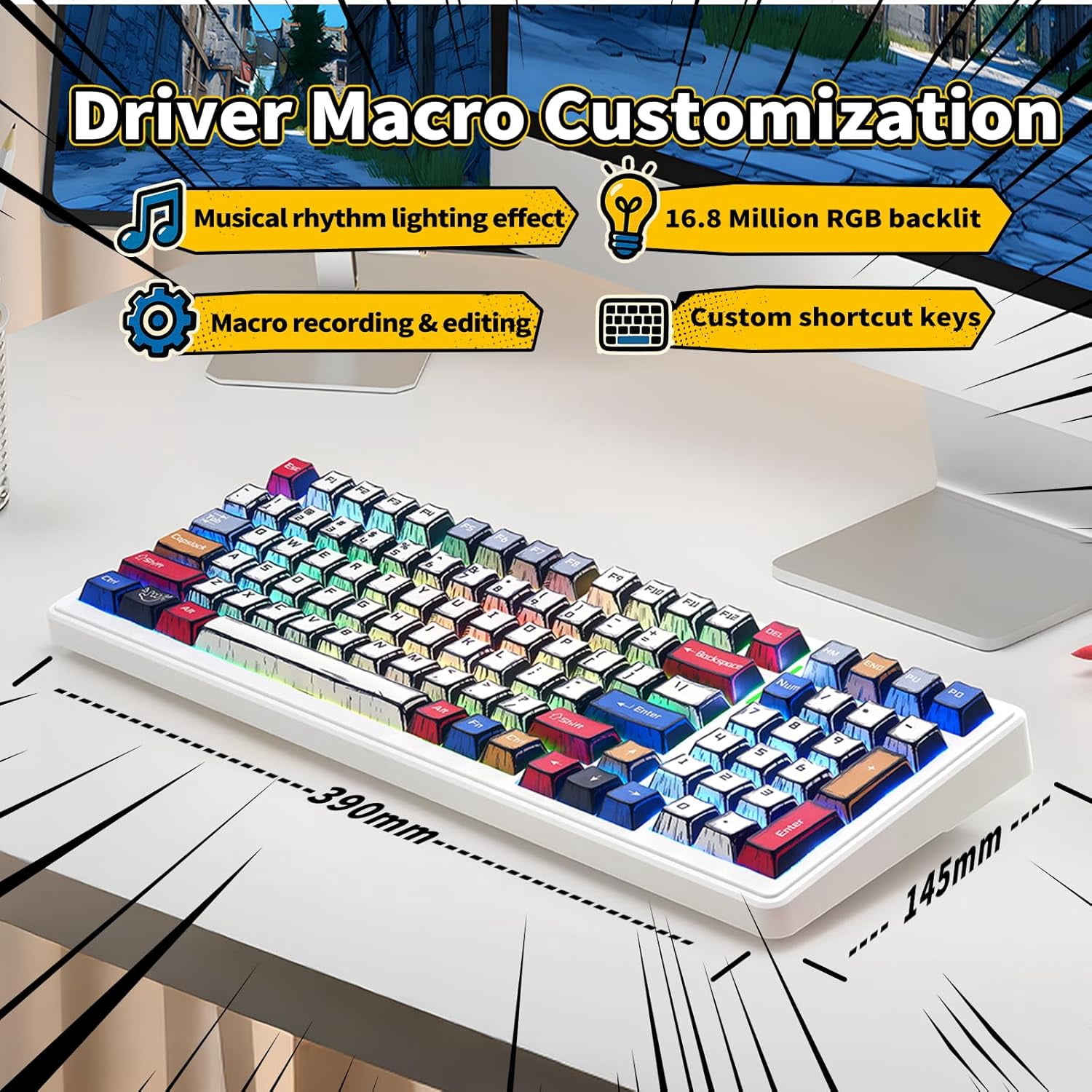 AULA F99, 99-Key, Wireless, Hot Swappable, Mechanical Gaming Keyboard, RGB, 5-Layer Padding, 8000 mAh Battery