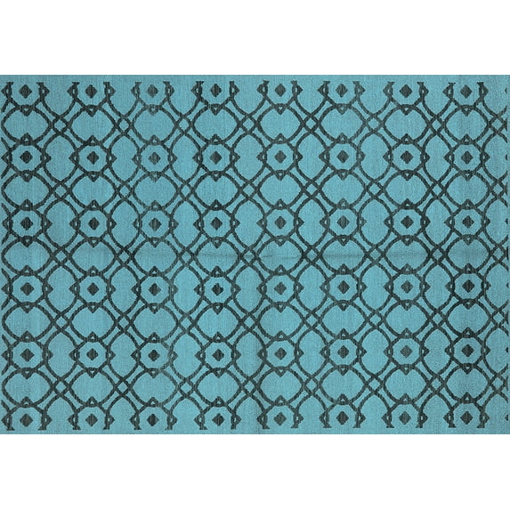 Ahgly Company Indoor Rectangle Oriental Light Blue Industrial Area Rugs, 7' x 9'