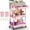 Pink, variant on 3 Tier Rolling Utility Cart Organizer with Removable Drawer, Stable and Sturdy Pink Rolling Storage Carts with 2 Lockable Wheels for Bathroom, Kitchen, Snack, Craft, Makeup, Baby Essentials
