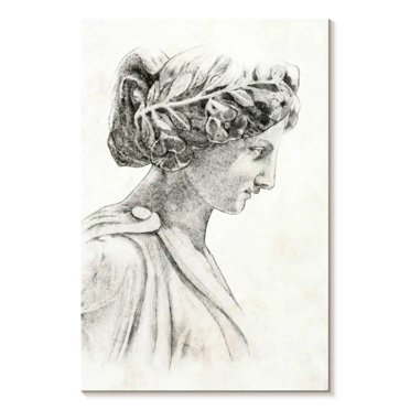 Elephant Stock Greek Statue I Wall Art - Vertical Canvas Wall Art - Living Room Wall Decor - People Canvas - Gray And Beige Decor By Annie Warren - 8" x 12"