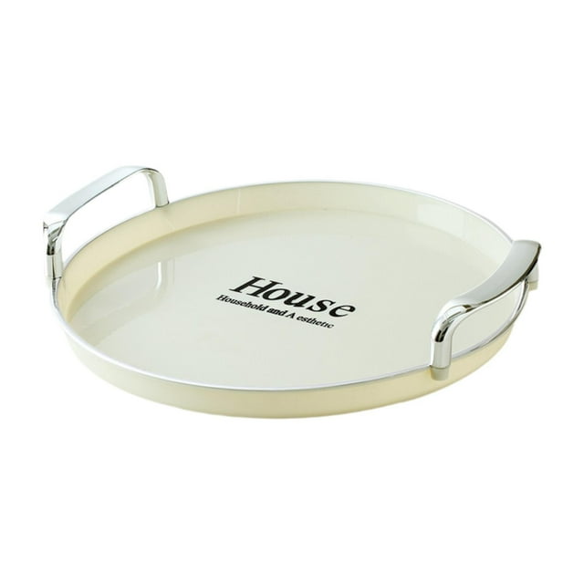 veasfak Biscuit Cookies Pastry Tray with Double Handle Serving Tray for Dining Table White