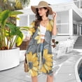 thumbnail image 5 of Beach Vacation Clothes Kimono Cardigan Loose Swimsuit Cover Up for Women Sunflowers with Leaves S, 5 of 6