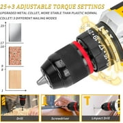 21V Tool Kit with Drill, 120PCS 21V Cordless Drill Set with 3/8 Keyless Chuck of Metal & 25+3 Clutch with Impact, 2 x 2.0Ah Battery & Fast Charger, Max Torque 45Nm, 2-Variable Speed