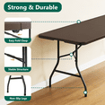 thumbnail image 4 of WLLJOY 6ft Folding Table, Portable Camping Table with Handle, Durable and Anti-fouling Picnic Table Suitable for Party, Camping and Picnic, Brown, 4 of 11