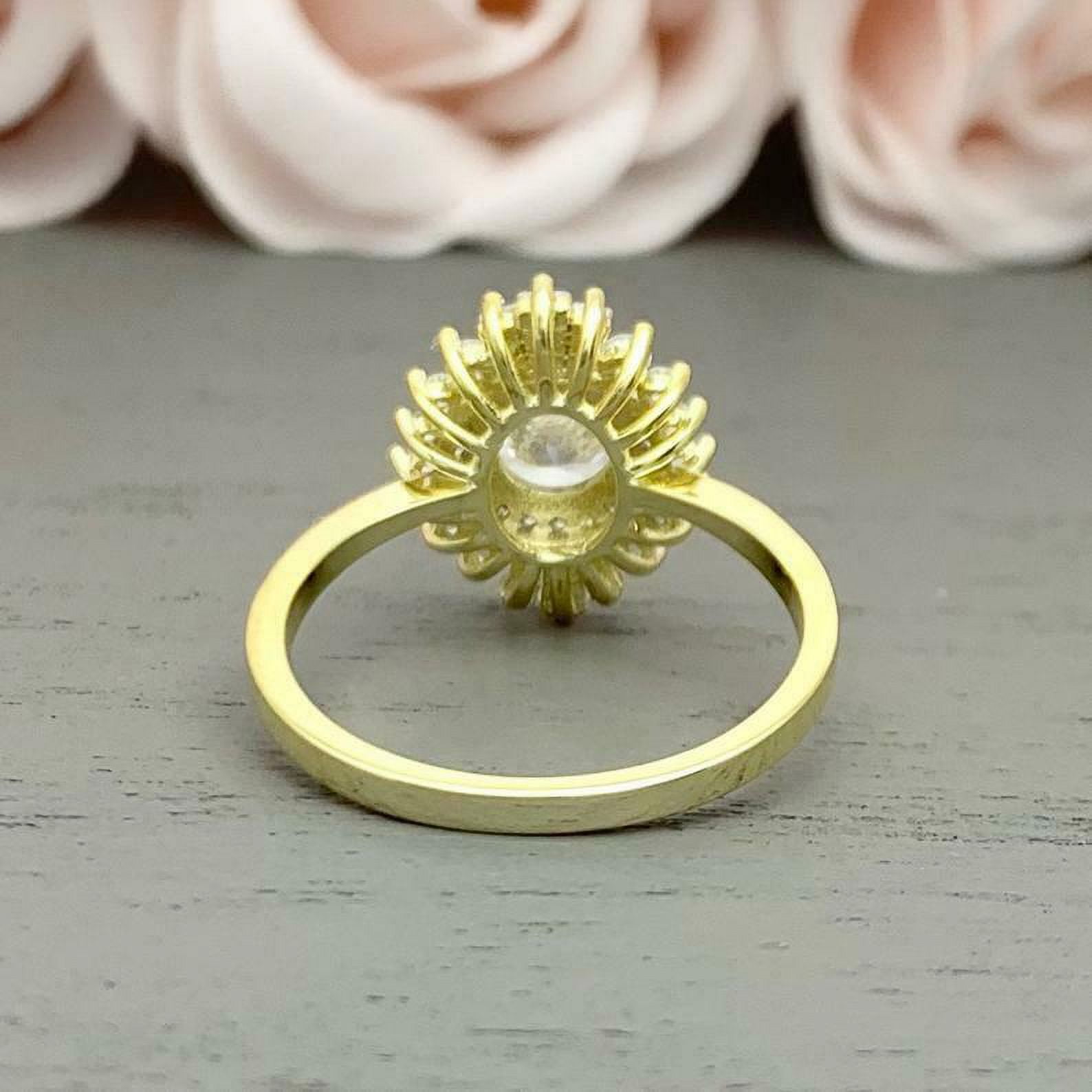 HeartsAndYou 2.1ct Engagement Ring for Women Round Cut Moissanite Ballerina Sunburst 18k Yellow Gold over Silver