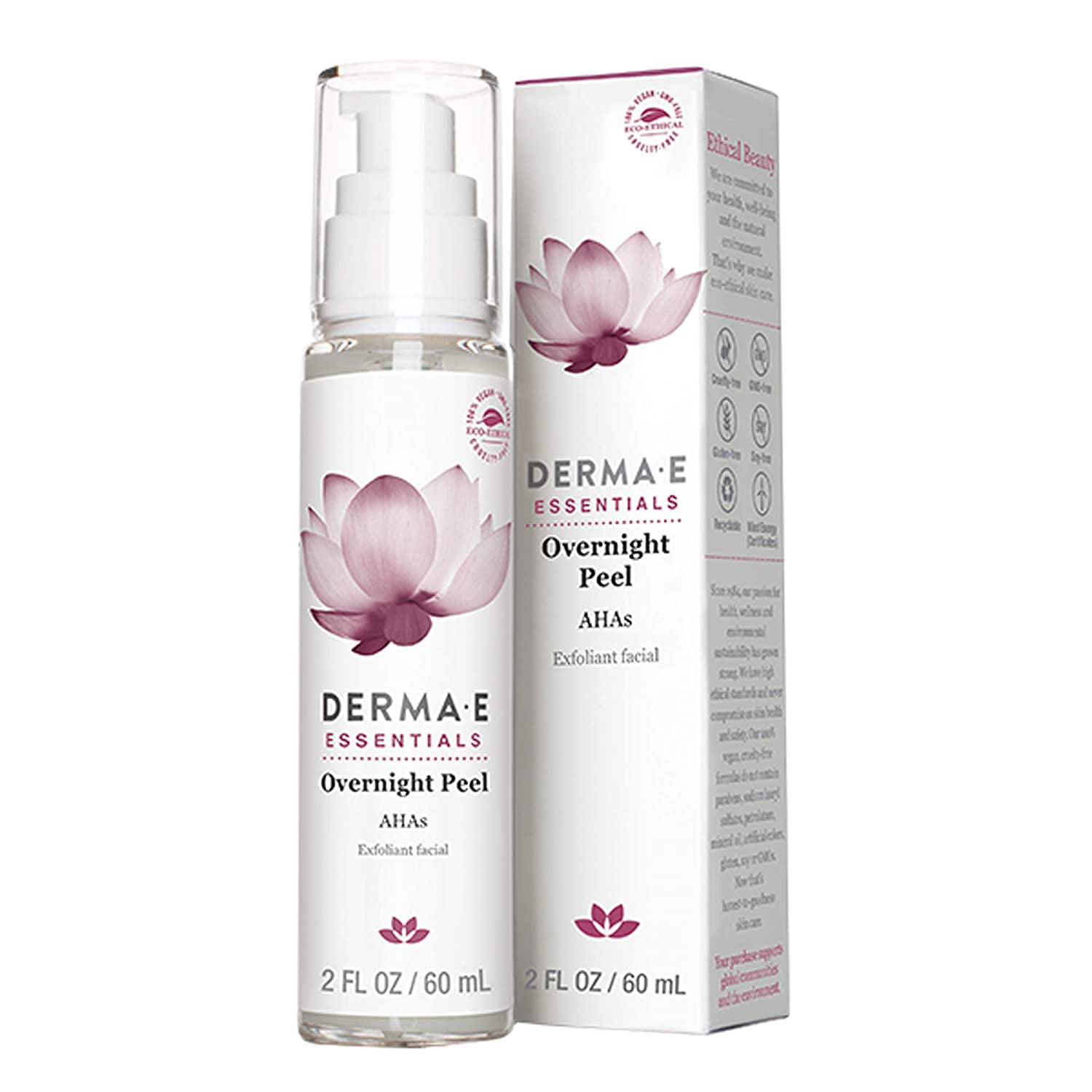 DERMA E Overnight Peel, Face Mask with Alpha Hydroxy Acids. Non