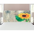 thumbnail image 1 of Sunflower Headboard, Sunflower on Wooden Old Board Bouquet Floral Mother Earth Photo, Upholstered Decorative Metal Bed Headboard with Memory Foam, Full Size, Brown Green Yellow, by Ambesonne, 1 of 4