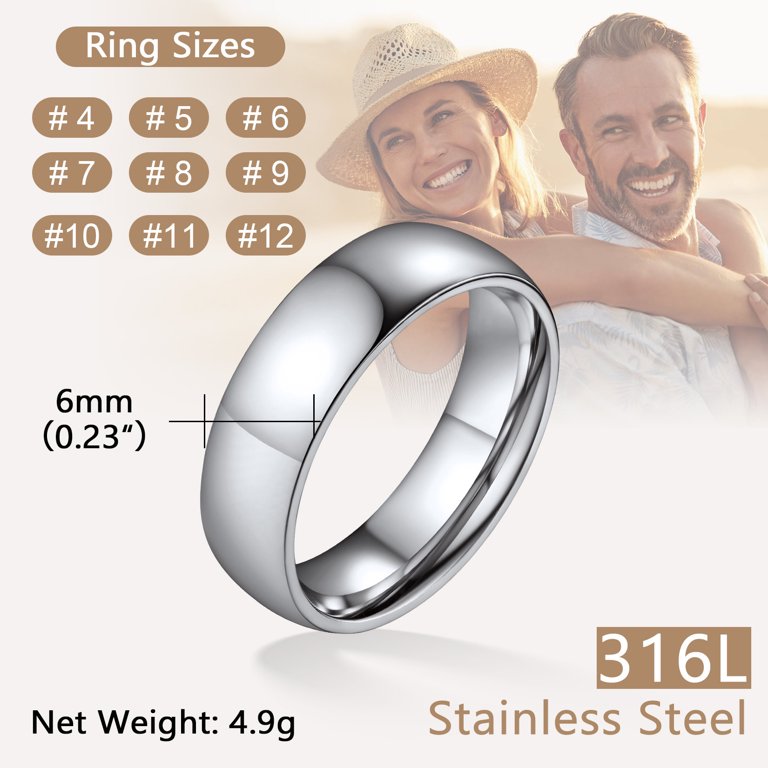 ChainsProMax Men/Women Classic Plain Ring, 2/4/6/8mm Wedding Band