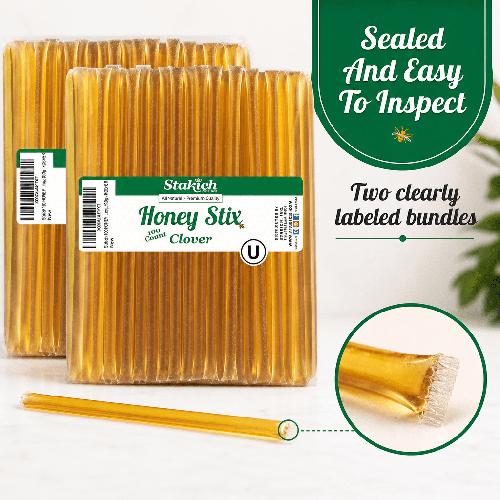 Stakich Clover Grade A Honey Stix- 2 Packs of 100