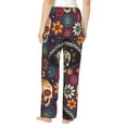 thumbnail image 3 of Xecao Skulls and Flowers Women's Straight Lounge Pajama Pants: The Epitome of Relaxed Sleepwear, 3 of 9