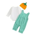 thumbnail image 6 of Caqnni Halloween Baby Girl Boy Clothes Toddler Pumpkin Sweatshirt Long Sleeve Shirt Top Pocket Pants Fall Outfit Halloween Pajamas & Dailywear Set (12-18 Months,Green), 6 of 6