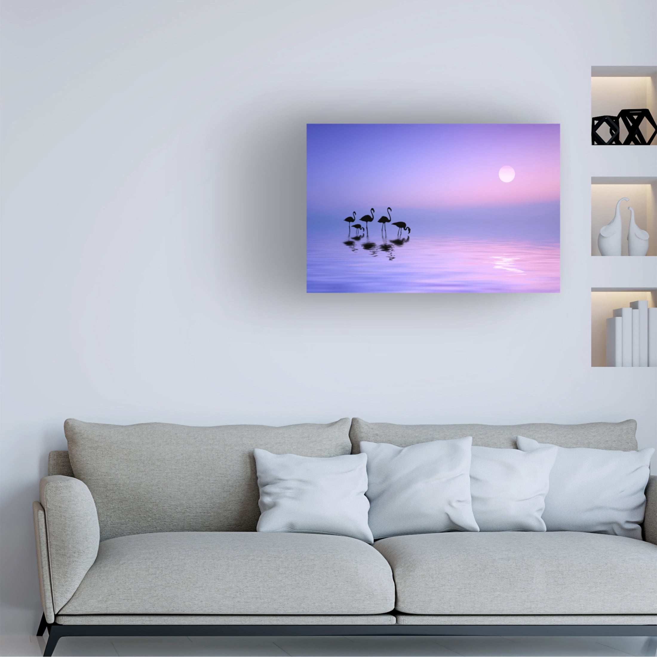 Canvas Wall Art - Bess Hamiti 'Morning Flamingo' Wall Art for Living Room, Bedroom, or Office D?cor by Trademark Fine Art - 19 x 12 Inches