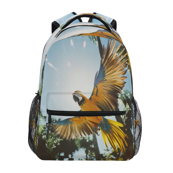 DIXRUYEE Backpack Schoolbag Sunlit Parrot in Flight Pattern 15L/18L 2-SIZE