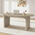 thumbnail image 1 of Oval 70.8 Inch Farmhouse Dining Table for 6-8 People, Double Pedestal Kitchen Table with Thick Wood Build, Modern Rustic Dinner Furniture for Home Apartment Reception Room, 1 of 7