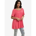 thumbnail image 4 of Women's Plus Size Flare Top - Casual Short Sleeve Loose Fit T-Shirt, Swing Style, 4 of 6