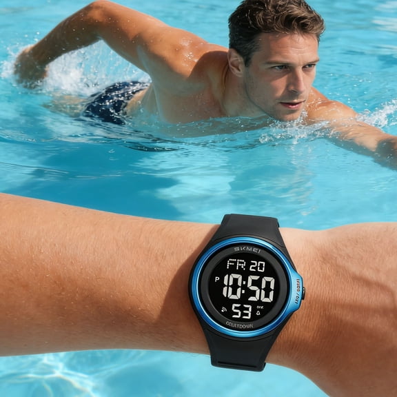 Temporizador digital para relojes deportivos para exteriores • Reloj digital de pulsera de moda • Temporizador deportivo al aire libre resistente al agua • Pantalla luminosa • Diseño ligero y duradero