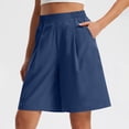 thumbnail image 2 of Lenpel Bermuda Shorts for Women High Waisted Wide Leg Pleated Knee Length Workout Long Shorts Casual Athletic Shorts with Pockets, 2 of 7