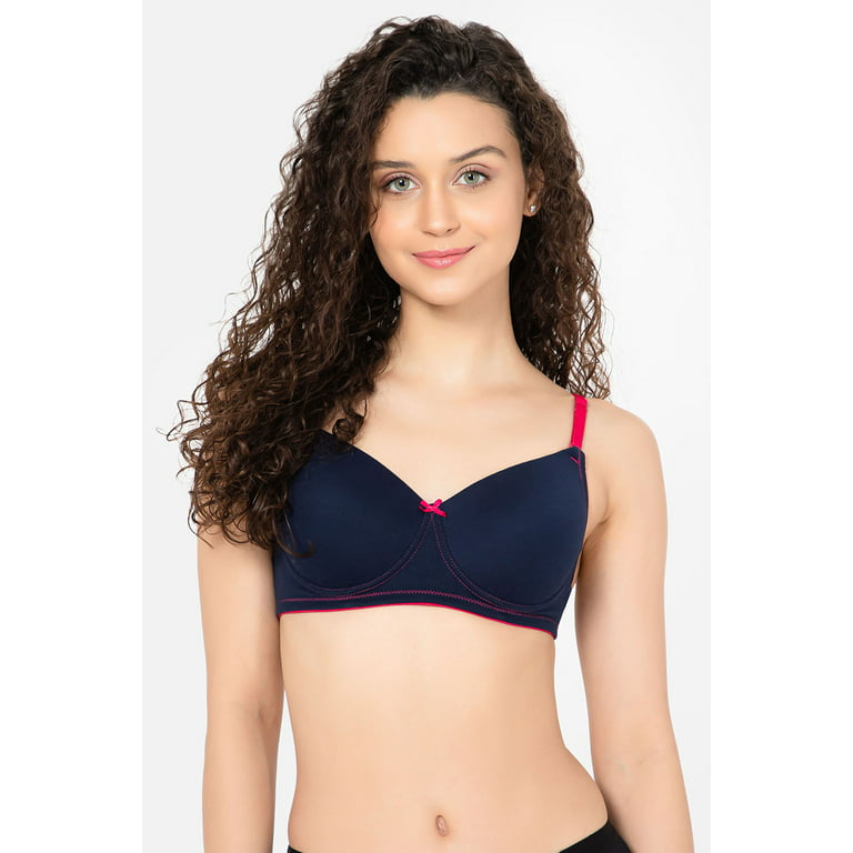 Clovia Padded Non-Wired Full Cup Multiway T-shirt Bra in Navy Blue