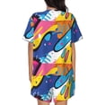 thumbnail image 6 of Fuzoiu Abstract Color Splash Print Women's Short-Sleeved Pajama Set,Lounge Sleepwear Set,Womens Pajama Sets 2 Piece,Button-Up Top and Shorts with Pockets-Large, 6 of 7